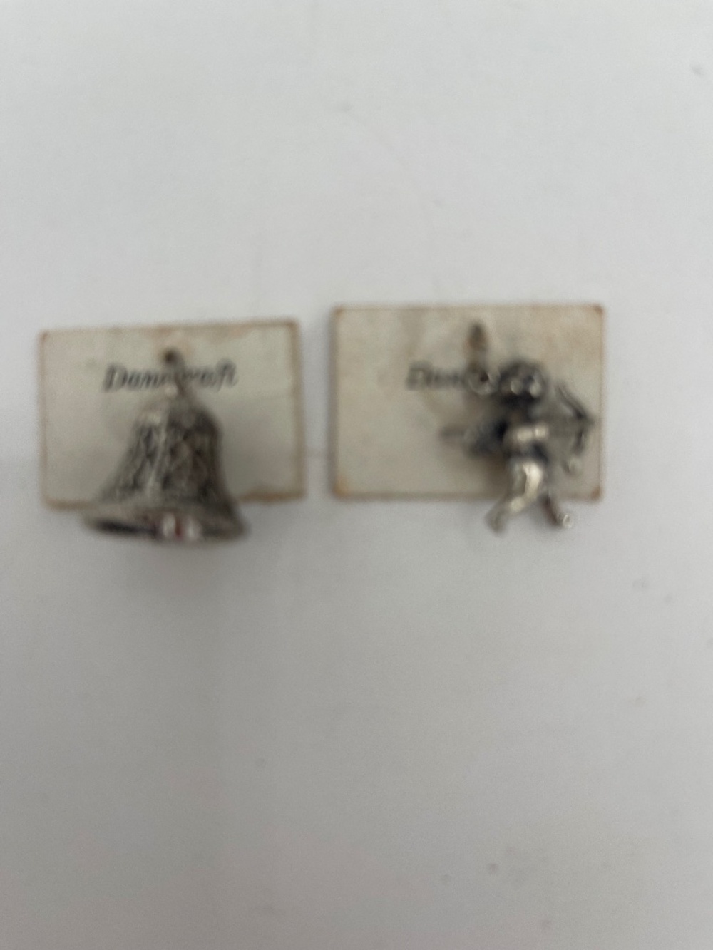 Vintage Danecraft  Silver Tone  Bell Charm and Cherub Charms Original Tags